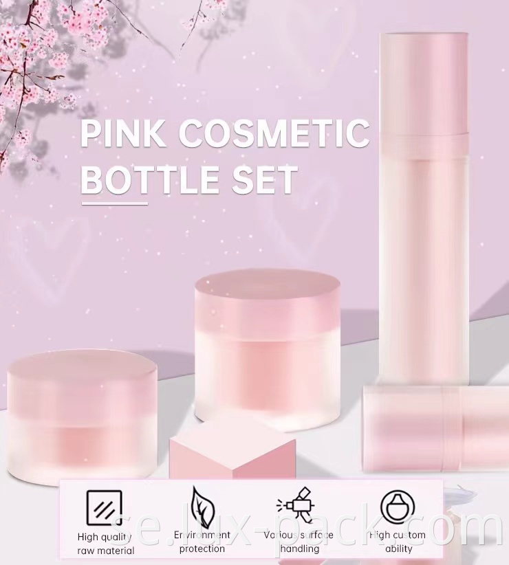 Partihandel kosmetisk förpackning rosa lotionflaska 120 ml hudvård akryl pumpflaska